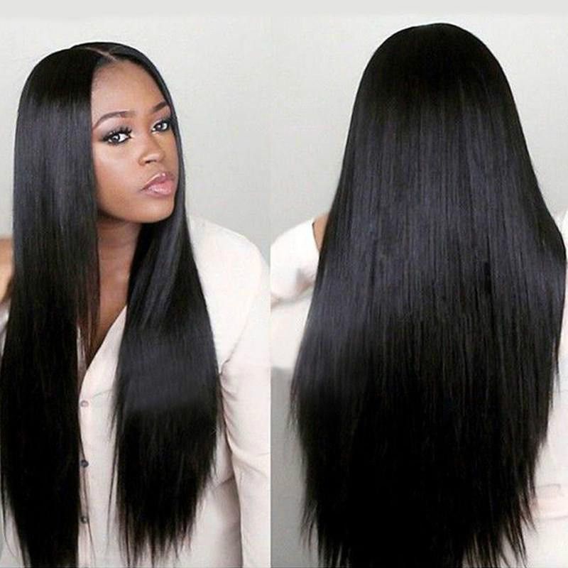 African Lady Long Straight Hair Synthetic Wig Women Middle Parting Long Straight Wigs Daily Clothing Match Party Dress Up Accessories