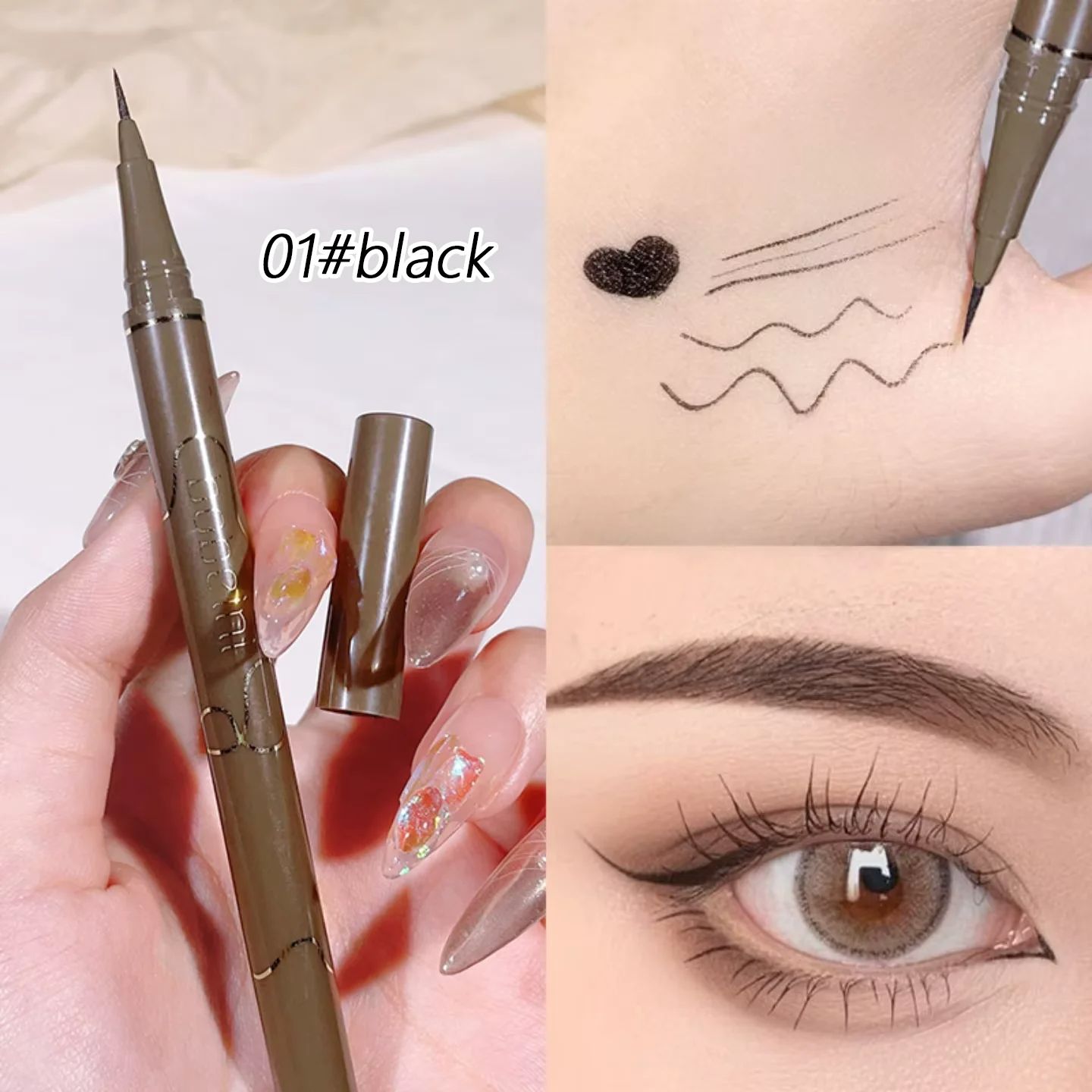 Ultra Thin Black Lower Eyelash Eyeliner Pen Waterproof Lasting Smooth Lying Silkworm Eyes Liner Pencils Eye Makeup Tools Liquid Eyeliner