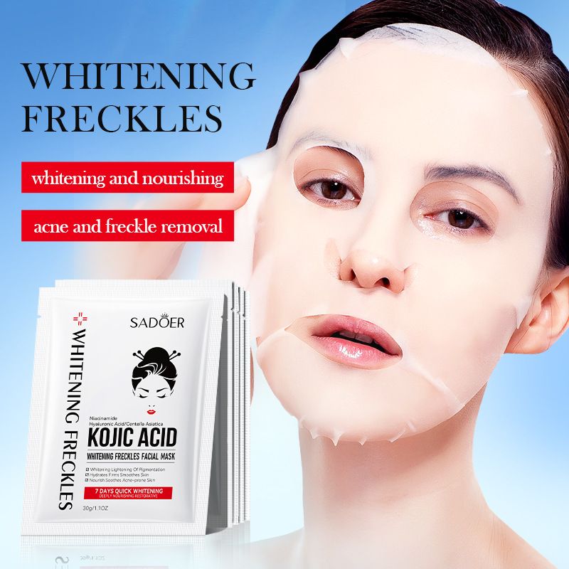 SADOER 9PCS Skin Care Set Kojic Acid Face Serum + Oil Control Face Cleanser + Freckle Removing Face Cream + Hydrating Tender Hand Cream + 5PCS Whitening and Spot-Removing Masks