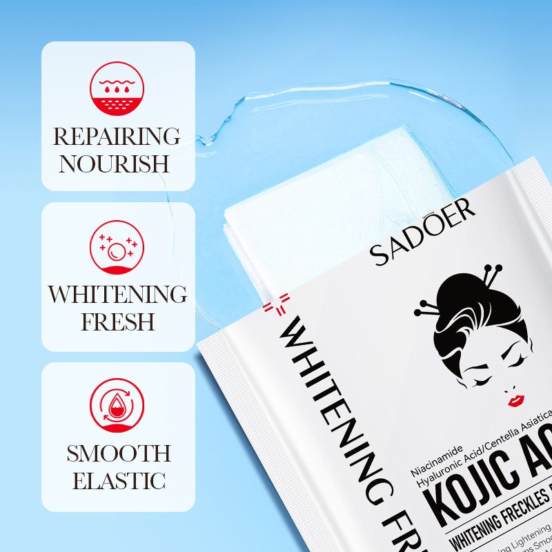 SADOER 9PCS Skin Care Set Kojic Acid Face Serum + Oil Control Face Cleanser + Freckle Removing Face Cream + Hydrating Tender Hand Cream + 5PCS Whitening and Spot-Removing Masks