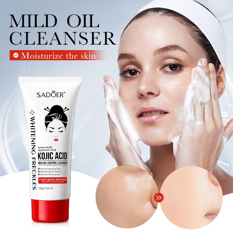 SADOER 9PCS Skin Care Set Kojic Acid Face Serum + Oil Control Face Cleanser + Freckle Removing Face Cream + Hydrating Tender Hand Cream + 5PCS Whitening and Spot-Removing Masks