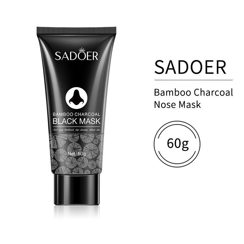 SADOER Bamboo Charcoal Blackhead Remove Face Mask Deep Cleansing Black Mask Skin Care Shrink Pore Peel-off Nose Mask