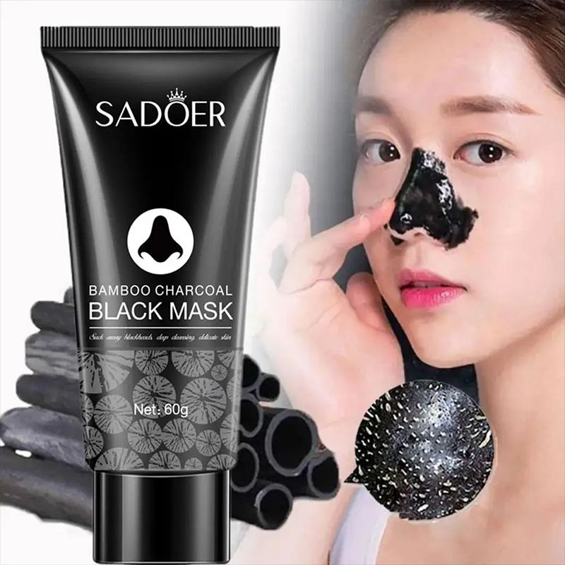 SADOER Bamboo Charcoal Blackhead Remove Face Mask Deep Cleansing Black Mask Skin Care Shrink Pore Peel-off Nose Mask