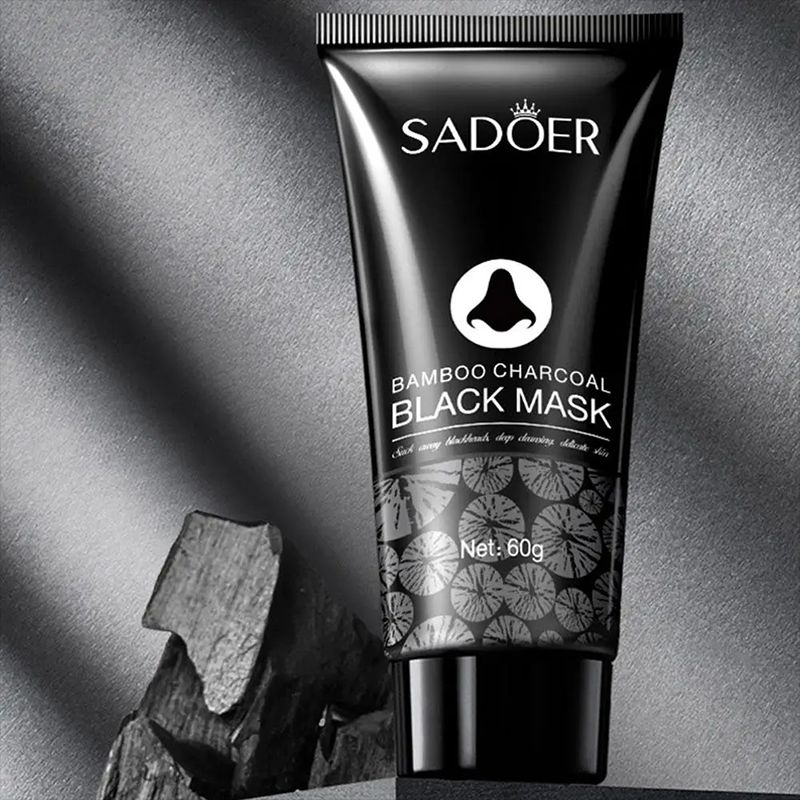 SADOER Bamboo Charcoal Blackhead Remove Face Mask Deep Cleansing Black Mask Skin Care Shrink Pore Peel-off Nose Mask