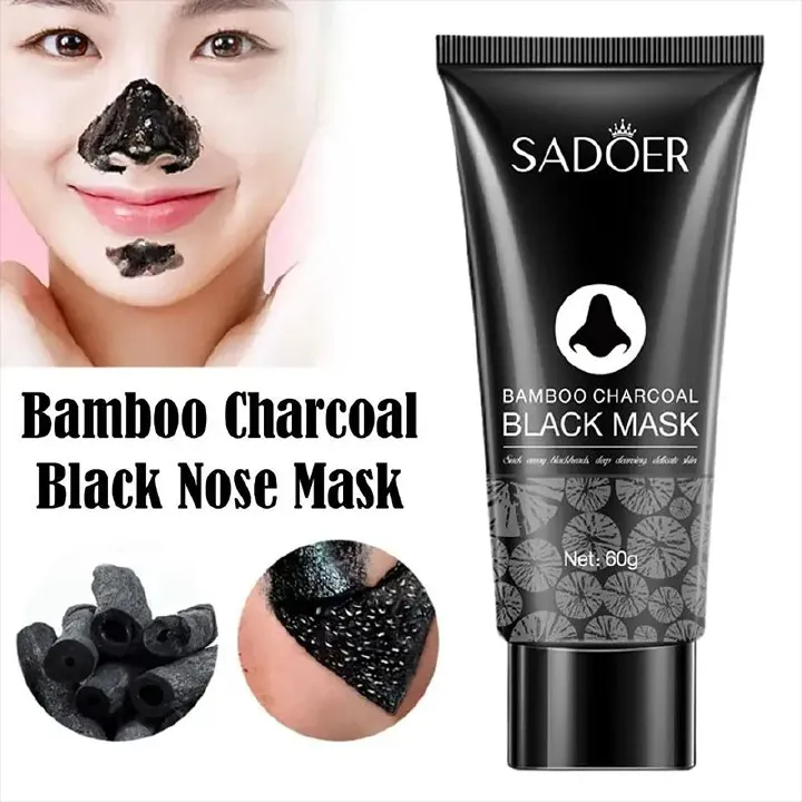 SADOER Bamboo Charcoal Blackhead Remove Face Mask Deep Cleansing Black Mask Skin Care Shrink Pore Peel-off Nose Mask