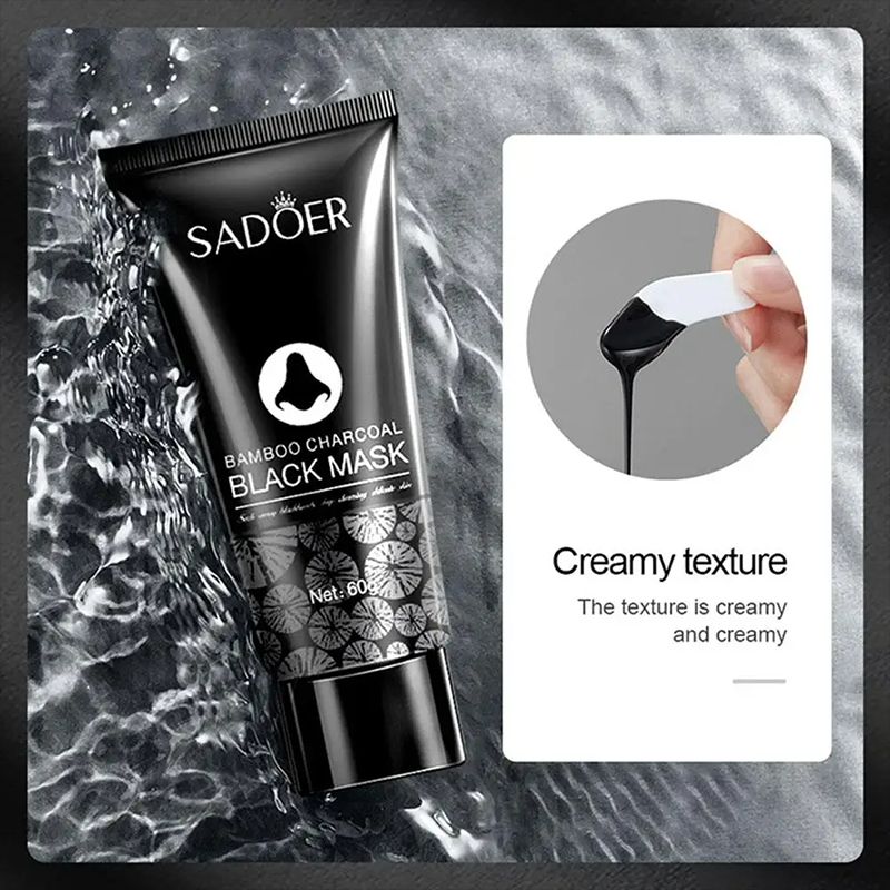 SADOER Bamboo Charcoal Blackhead Remove Face Mask Deep Cleansing Black Mask Skin Care Shrink Pore Peel-off Nose Mask