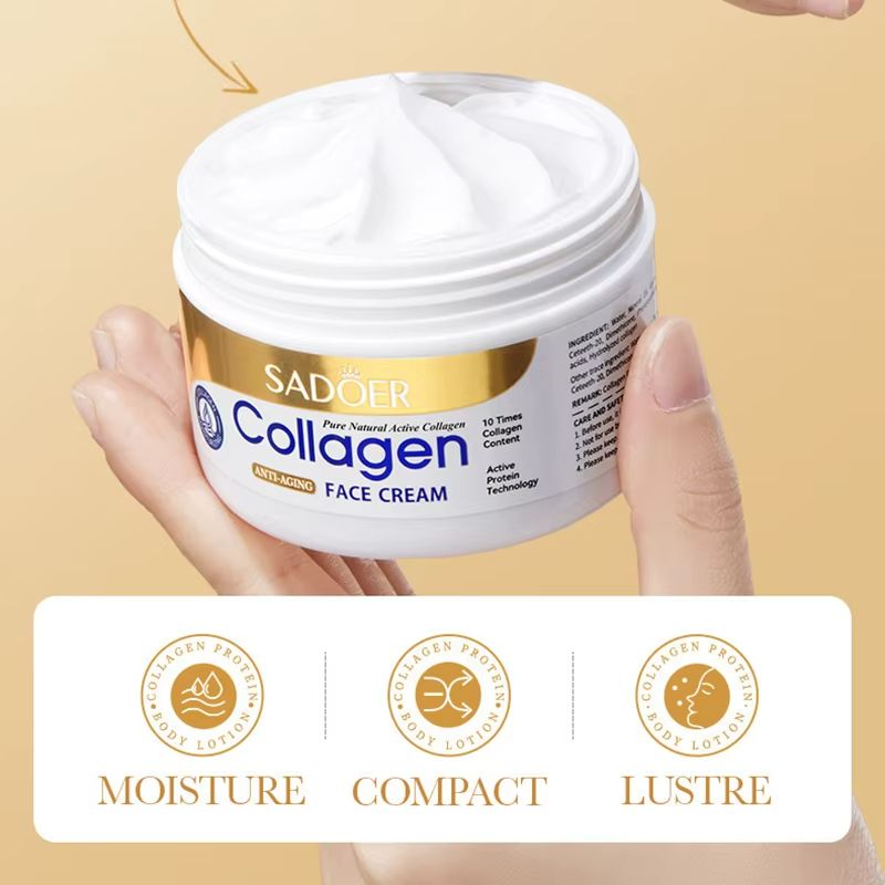 SADOER Collagen Anti-wrinkles Face Cream Skincare Moisturizing Hydrating Anti-aging Facial Cream Beauty Face Skin Care Products