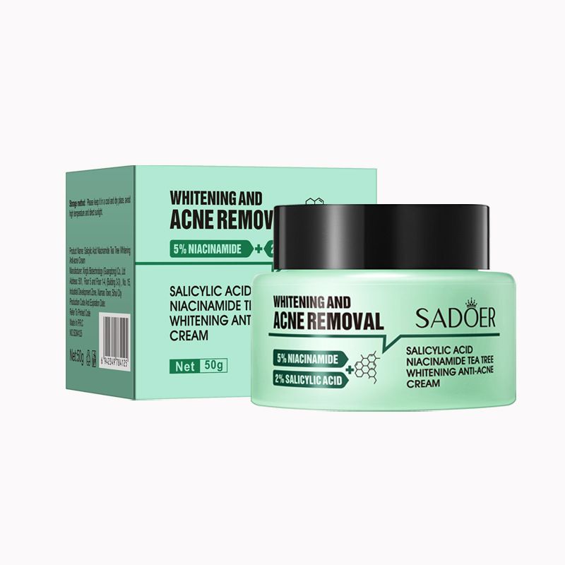 SADOER Salicylic Acid Face Cream Niacinamide Tea Tree Whitening Anti-Acne Facial Cream Moisturizing Exfoliating Hydrating Care Face Essence Skin Repair Cream