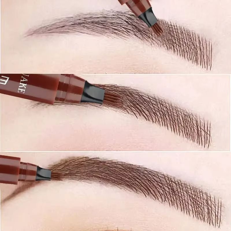 4 Point Eyebrow Pencil Long Lasting 4 Prong Tip Eyebrow Pen 4 Fork Eyebrow Pencil Waterproof Liquid Eye Brow Pencil