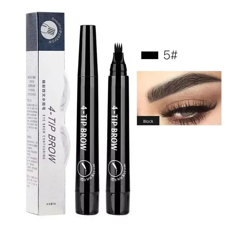 4 Point Eyebrow Pencil Long Lasting 4 Prong Tip Eyebrow Pen 4 Fork Eyebrow Pencil Waterproof Liquid Eye Brow Pencil