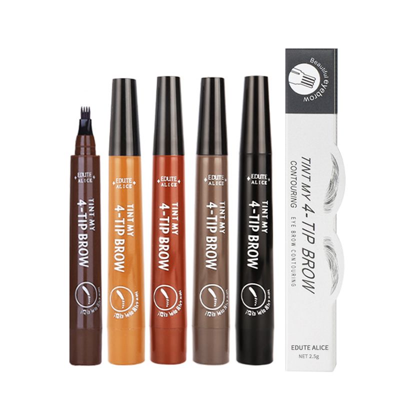 4 Point Eyebrow Pencil Long Lasting 4 Prong Tip Eyebrow Pen 4 Fork Eyebrow Pencil Waterproof Liquid Eye Brow Pencil