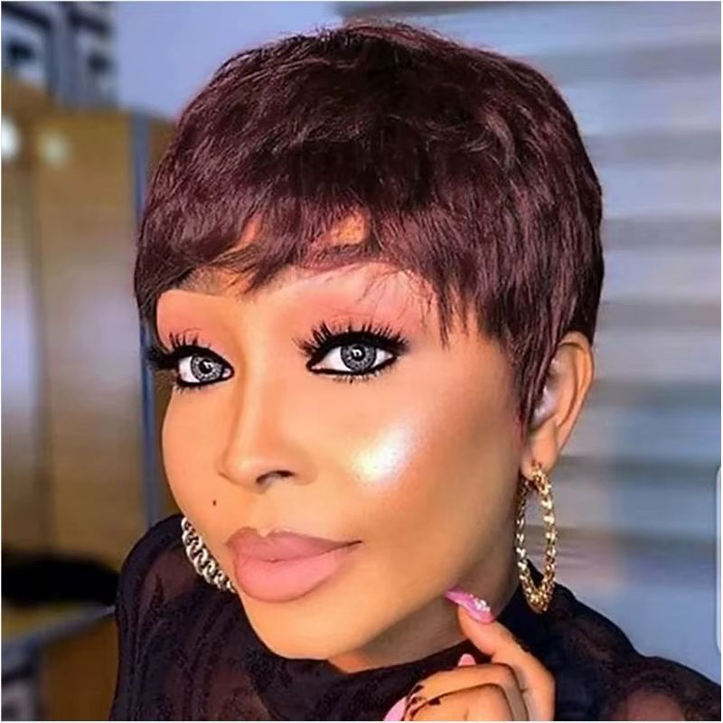 Fashion Short Bob Wig Pixie Cut Wigs African Female Short Hair Synthetic Black Short Women's Wigs Headwear