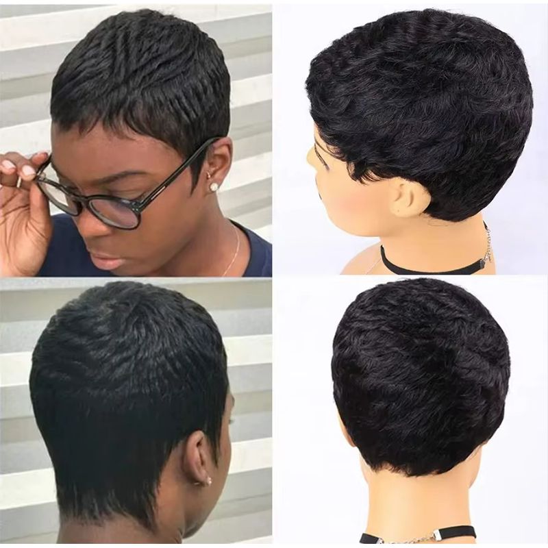 Fashion Short Bob Wig Pixie Cut Wigs African Female Short Hair Synthetic Black Short Women's Wigs Headwear