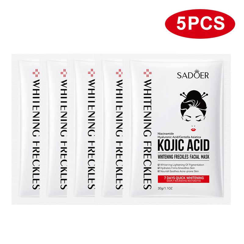 SADOER 9PCS Skin Care Set Kojic Acid Face Serum + Oil Control Face Cleanser + Freckle Removing Face Cream + Hydrating Tender Hand Cream + 5PCS Whitening and Spot-Removing Masks