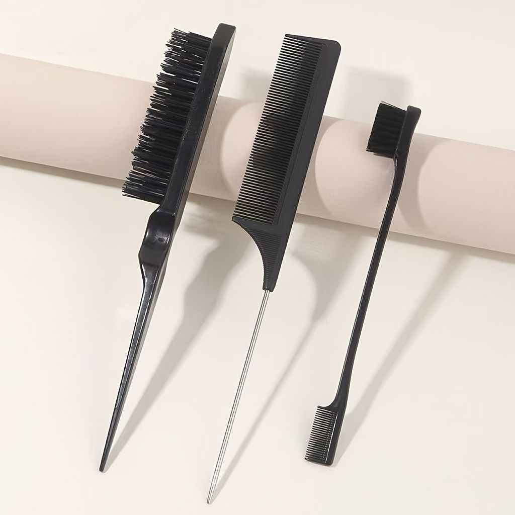11PCS Hair Comb Set Hair Brush Set for Teasing Edge & Back Brushing Curly Hair Brush Set with Spray Bottle Scalp Massager Shampoo Brush Premium Wide Tooth Comb Flower Hair Clip Hair Styling Tool
