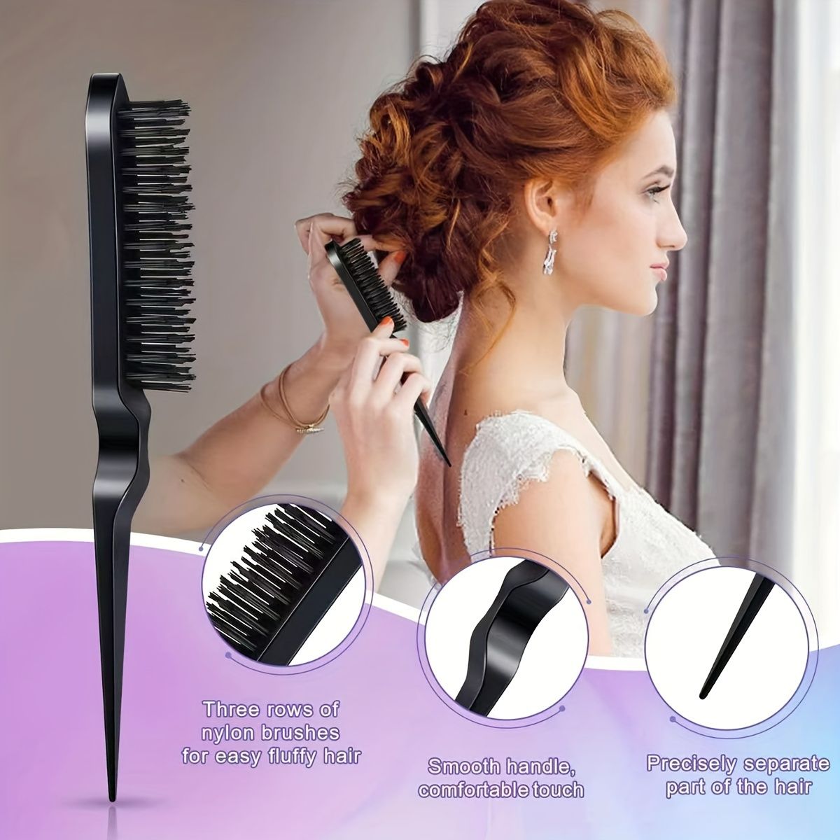 11PCS Hair Comb Set Hair Brush Set for Teasing Edge & Back Brushing Curly Hair Brush Set with Spray Bottle Scalp Massager Shampoo Brush Premium Wide Tooth Comb Flower Hair Clip Hair Styling Tool