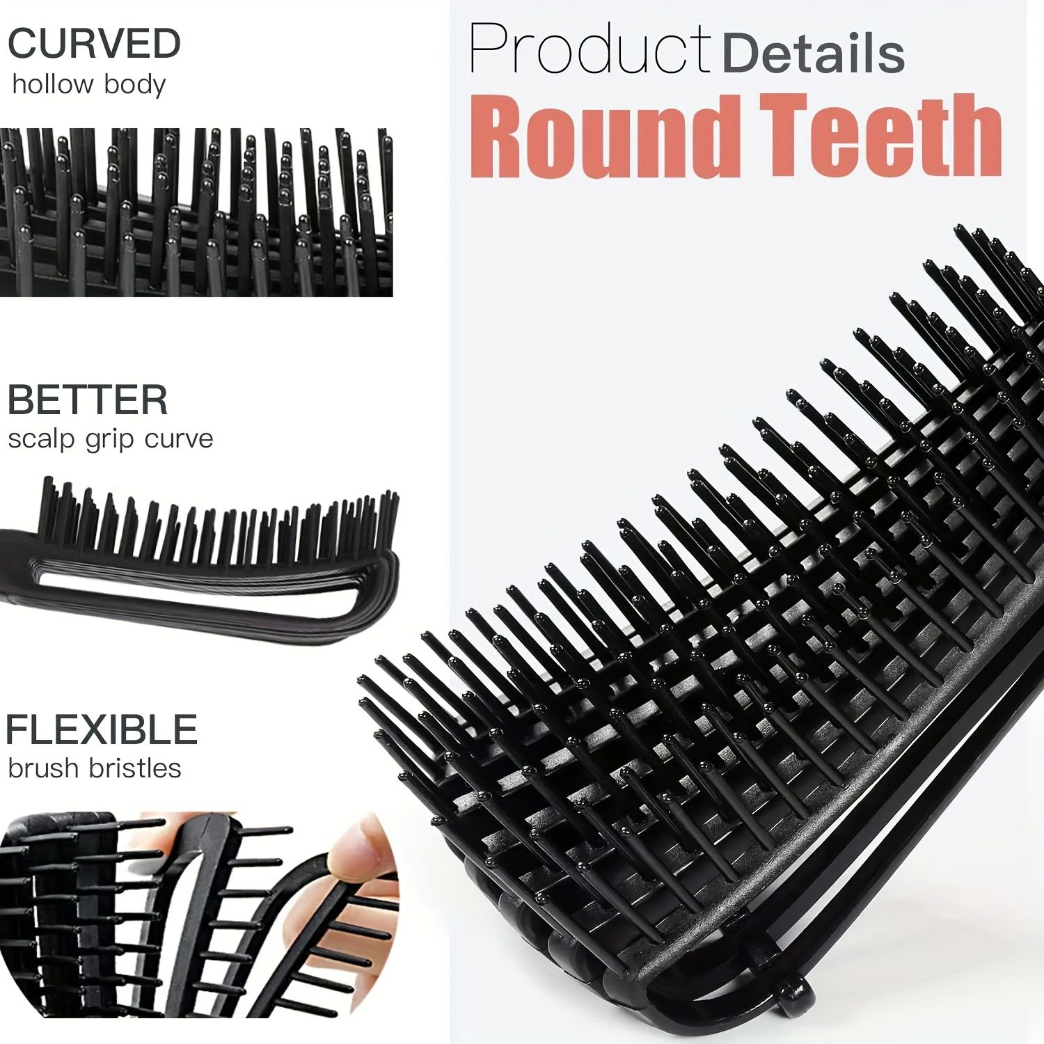 11PCS Hair Comb Set Hair Brush Set for Teasing Edge & Back Brushing Curly Hair Brush Set with Spray Bottle Scalp Massager Shampoo Brush Premium Wide Tooth Comb Flower Hair Clip Hair Styling Tool