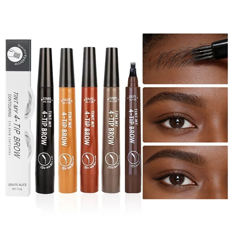 4 Point Eyebrow Pencil Long Lasting 4 Prong Tip Eyebrow Pen 4 Fork Eyebrow Pencil Waterproof Liquid Eye Brow Pencil