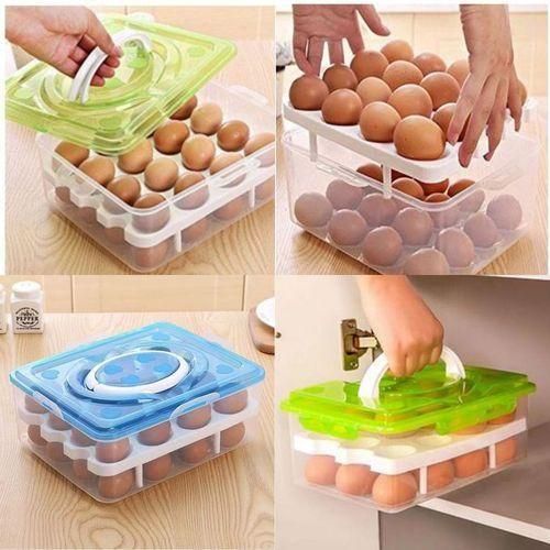 CLEARANCE OFFER 32 Grid Egg Tray Holder Container + Carrier Lid (Fridge Box)