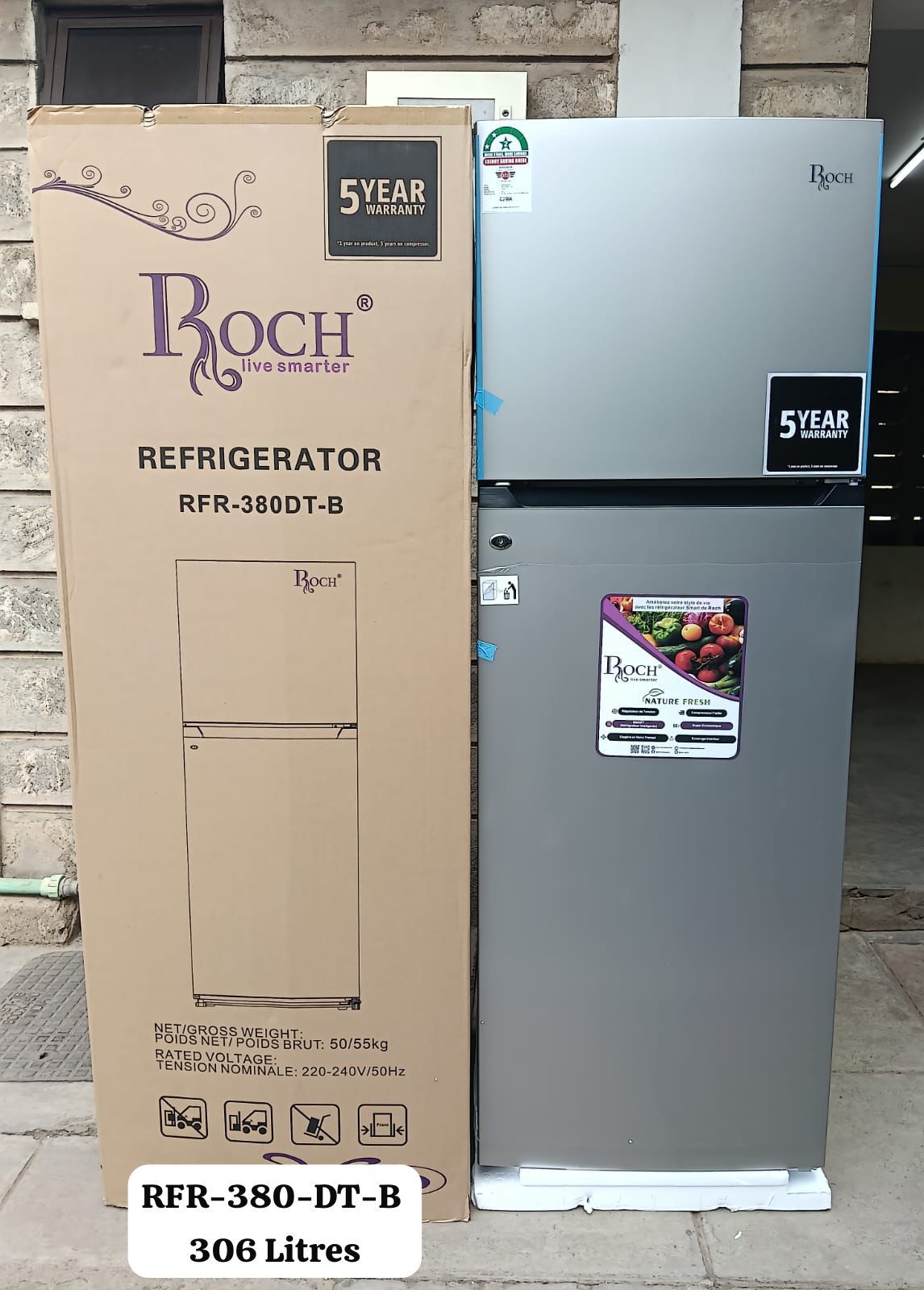 CLEARANCE OFFER Roch RFR-380-DT-B Double Door Refrigerator - 306 Litres