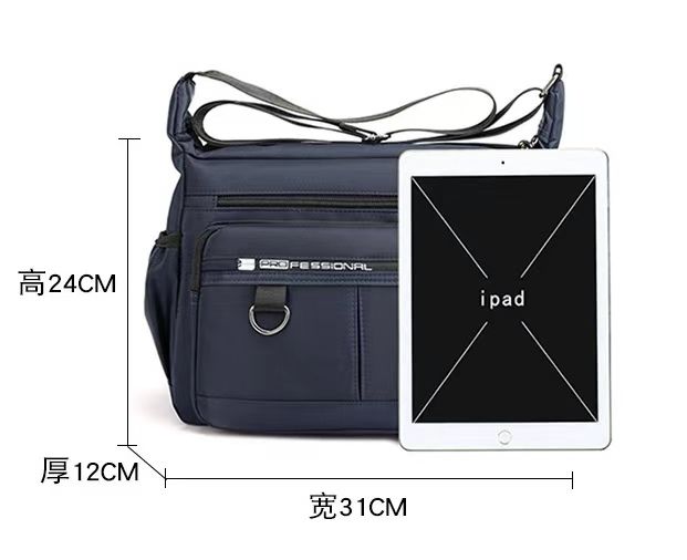 New large capacity men's shoulder bag, waterproof and wear-resistant backpack, multi pocket business and leisure men's crossbody bag