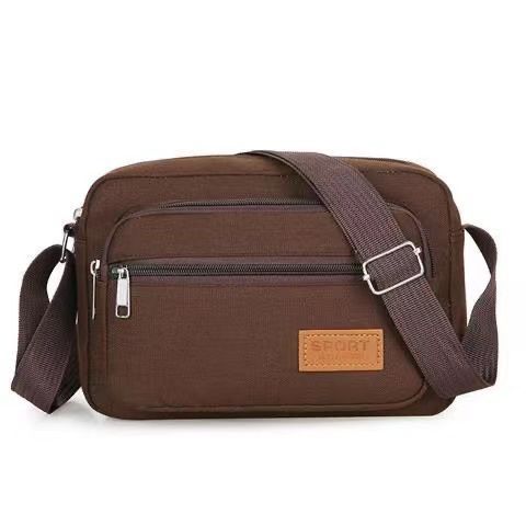 New nylon fabric casual men's and women's diagonal cross bag shoulder bag mobile phone bag coin purse Valentine's Day gift Brown