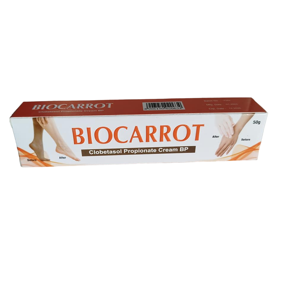 Bio Carrot Skin Lightening Cream. Lighten Dark Spots, Marks, Scars, Skin, Moisturizes, Evens, Whiten Black Spots, Blemishes & Imperfections.