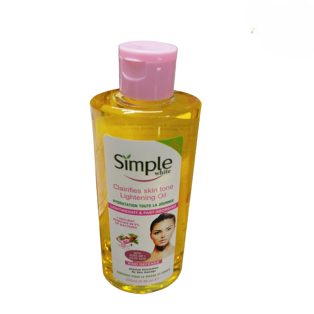 Simple White Skin LIGHTENING Oil with rosehip & kojic acid. Lighten Acne marks, Scars, Removes stretch marks, Brightens, Moisturizes, clarifies and evens the skin tone.