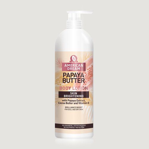 America Dream PAPAYA Butter Skin Brightening Body Lotion. 750ml (BIG SIZE) Brightens Dull skin, Exfoliates, Removes Blemishes, Stretch Marks, Wrinkles, Smooths, Softens & Boosts Brilliance.