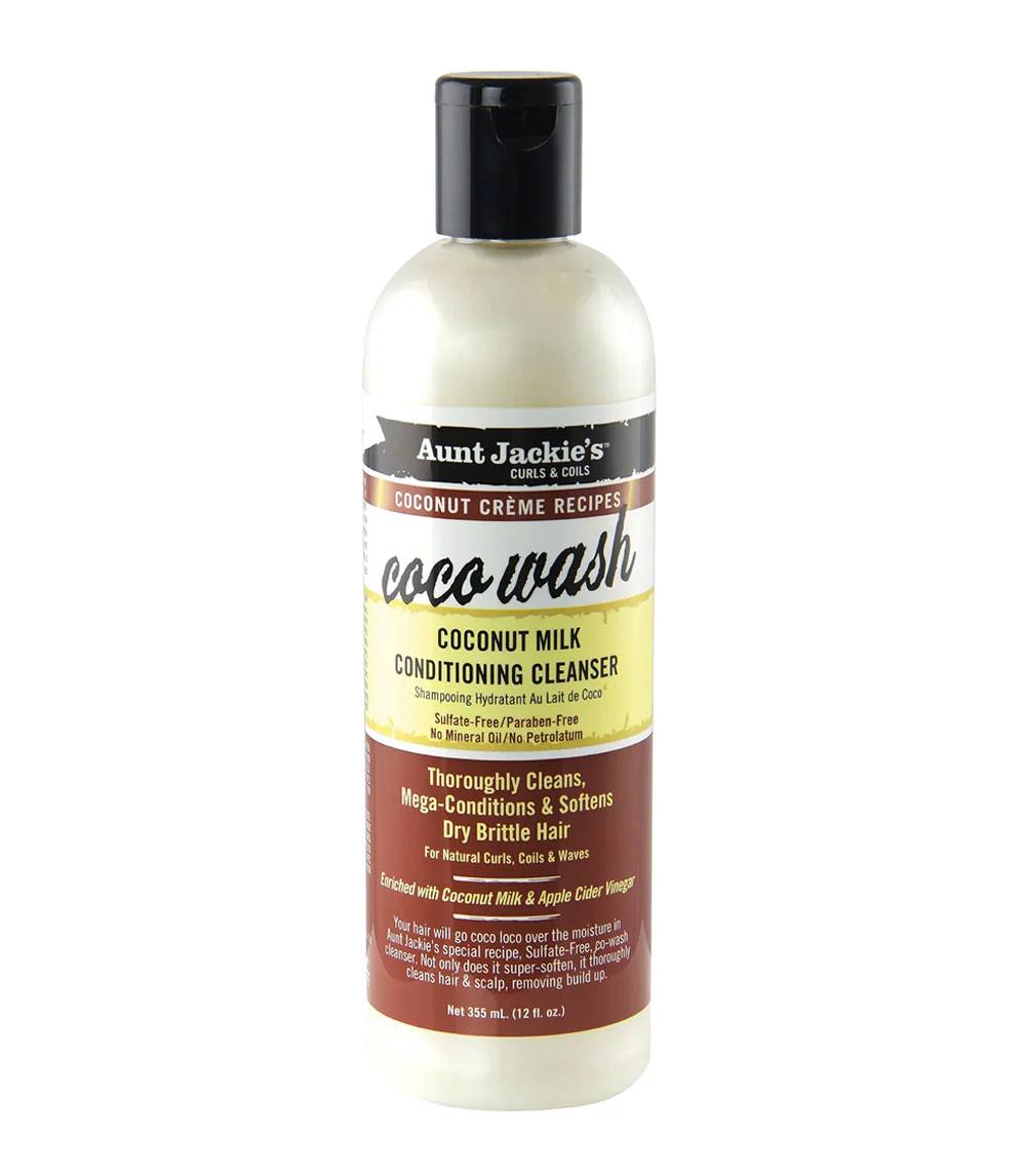 Aunt Jackies COCO Wash Coconut Milk & Apple Cider Conditioning Cleanser. Moisturizes, Cleans Hair & Scalp, Softens, Purifies, hydrate hair and treat dry hair and scalp.