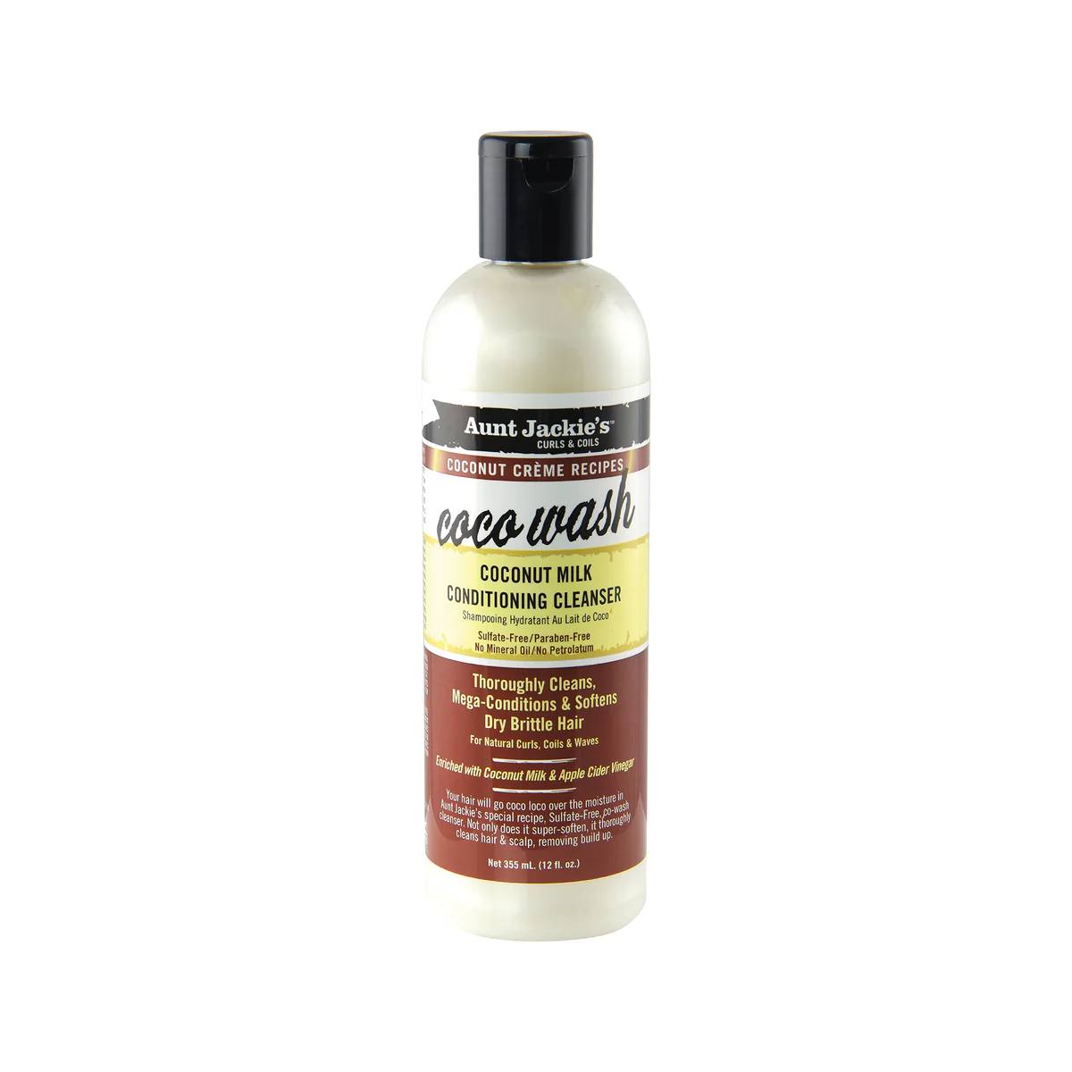 Aunt Jackies COCO Wash Coconut Milk & Apple Cider Conditioning Cleanser. Moisturizes, Cleans Hair & Scalp, Softens, Purifies, hydrate hair and treat dry hair and scalp.