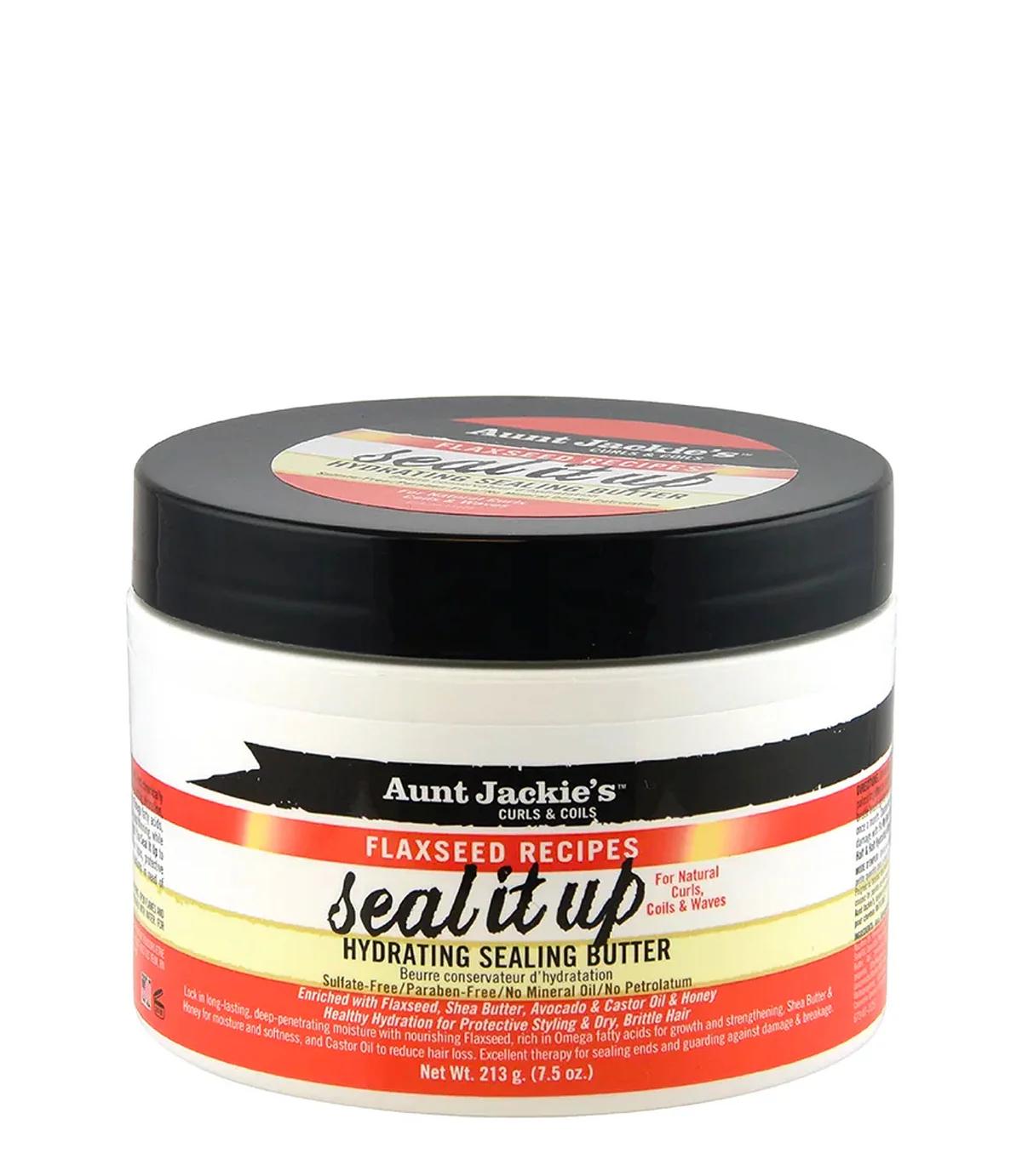Aunt Jackies Seal It Up Flaxseed, Shea Butter, Avocado, Honey & Castor Oil Hydrating Sealing Butter. Grows Hair, Moisturizes, Reduce Hair Loss, Split Ends, Seals Ends & Prevent shedding and thinning