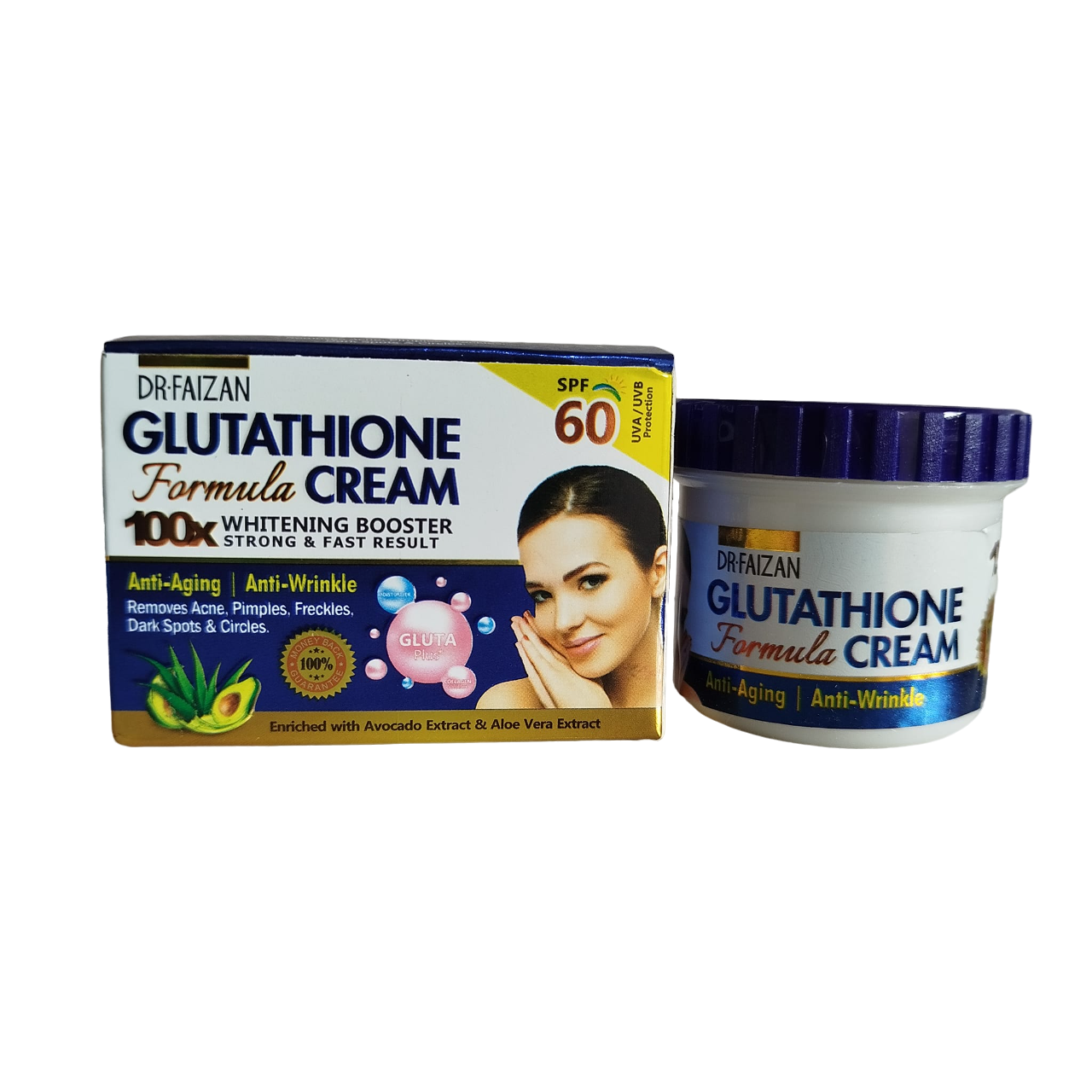 Dr Faizan Glutathione Anti-AGING & Anti-WRINKLE Face Cream SPF 60 from ITALY. Removes Acne, Pimples, Dark Spots, Dark Circles, Freckles, Scars, Hyperpigmentations, Moisturizes, Evens & Smooths.