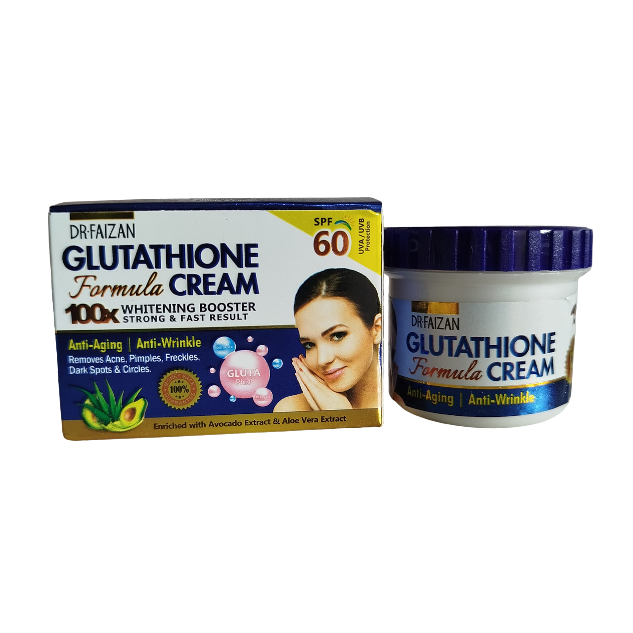 Dr Faizan Glutathione Anti-AGING & Anti-WRINKLE Face Cream SPF 60 from ITALY. Removes Acne, Pimples, Dark Spots, Dark Circles, Freckles, Scars, Hyperpigmentations, Moisturizes, Evens & Smooths.