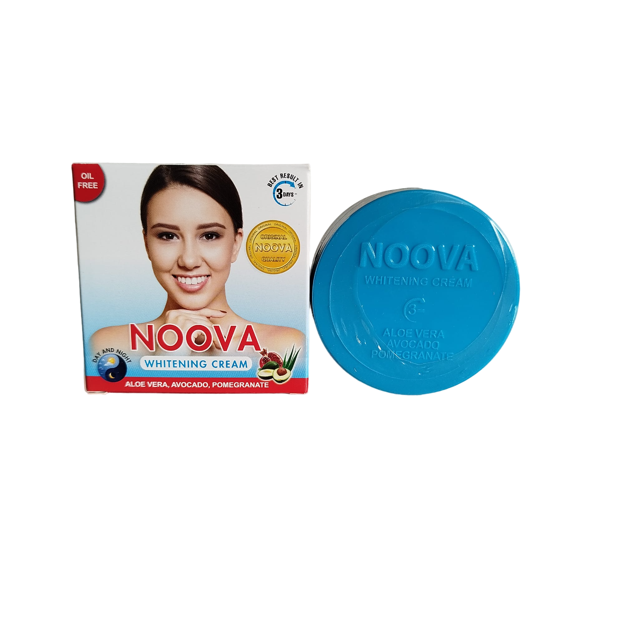 Noova Pomegranate, Aloe & Avocado Day & Night whitening Cream. Moisturizes, Improve elasticity, Prevent Breakouts, Fights Bacteria, Removes Pimples, Marks, Wrinkles, Burns, Cut Marks, Glows & Softens