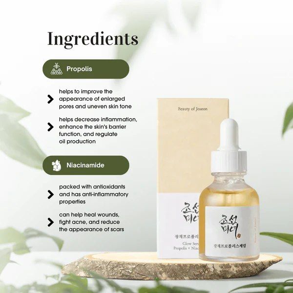 Beauty Of Joseon Glow Serum with Propolis + Niacinamide. Moisturizes, Glows the skin, Fights & Removes Acne, Minimizes Pores, Brightens, Exfoliates, Controls Oil & Sebum & Reduces skin Inflammation