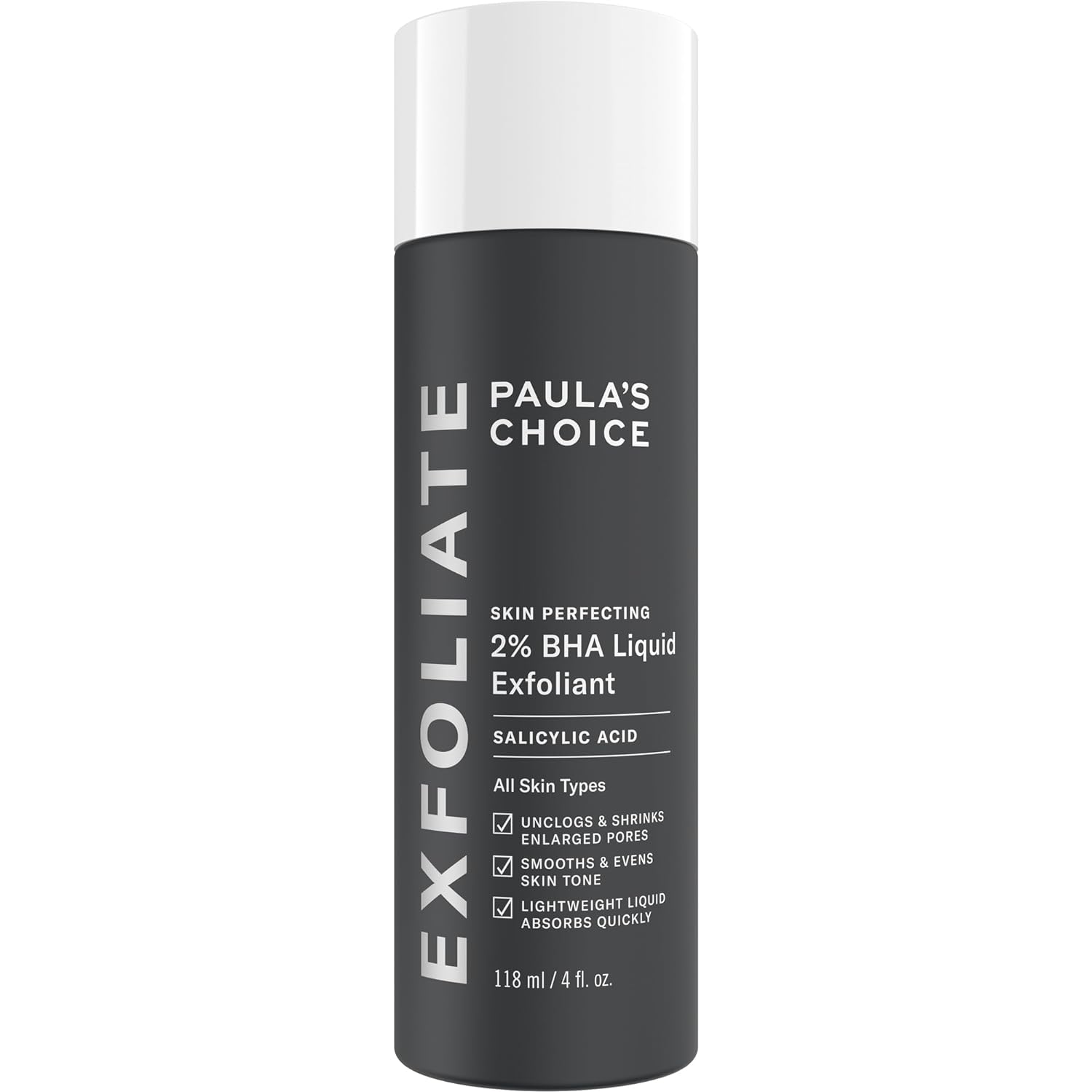 Paulas Choice skin perfecting 2% BHA Liquid Exfoliant with Salicylic Acid. Removes Blackheads, Blemishes, Whiteheads, Wrinkles, Unclogs Pores, Smoothes, Evens, Oil Control, Exfoliates & Glows 118ml