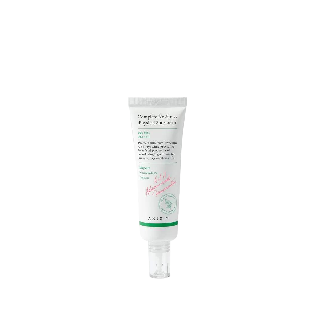 AXIS-Y Complete No Stress Physical Sunscreen SPF 50+ PA++++ With Niacinamide & Squalane. Protect the skin from UVA & UVB, Calms Acne, Clears Spots, Blemishes, Moisturizes, Is Anti-Aging and Soothes