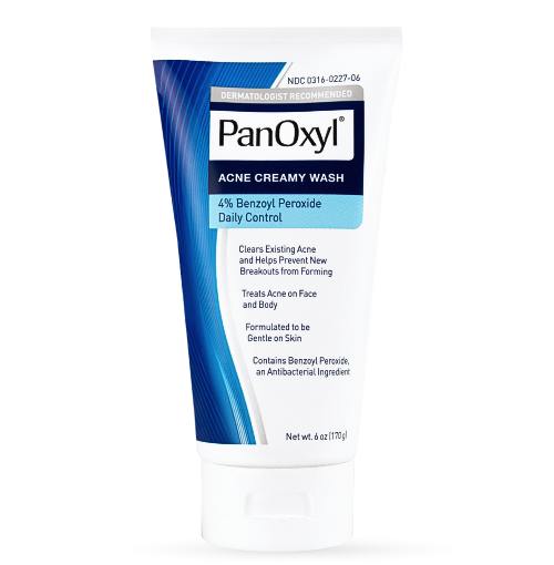PanOxyl  Acne Creamy Wash with  4% Benzoyl Peroxide Daily Control . Removes Pimples, Treats Acne, Cleans, Unclogs pores, Clears Breakouts, Hydrates, Moisturizes & Treats Acne on Chest, Face & Back.