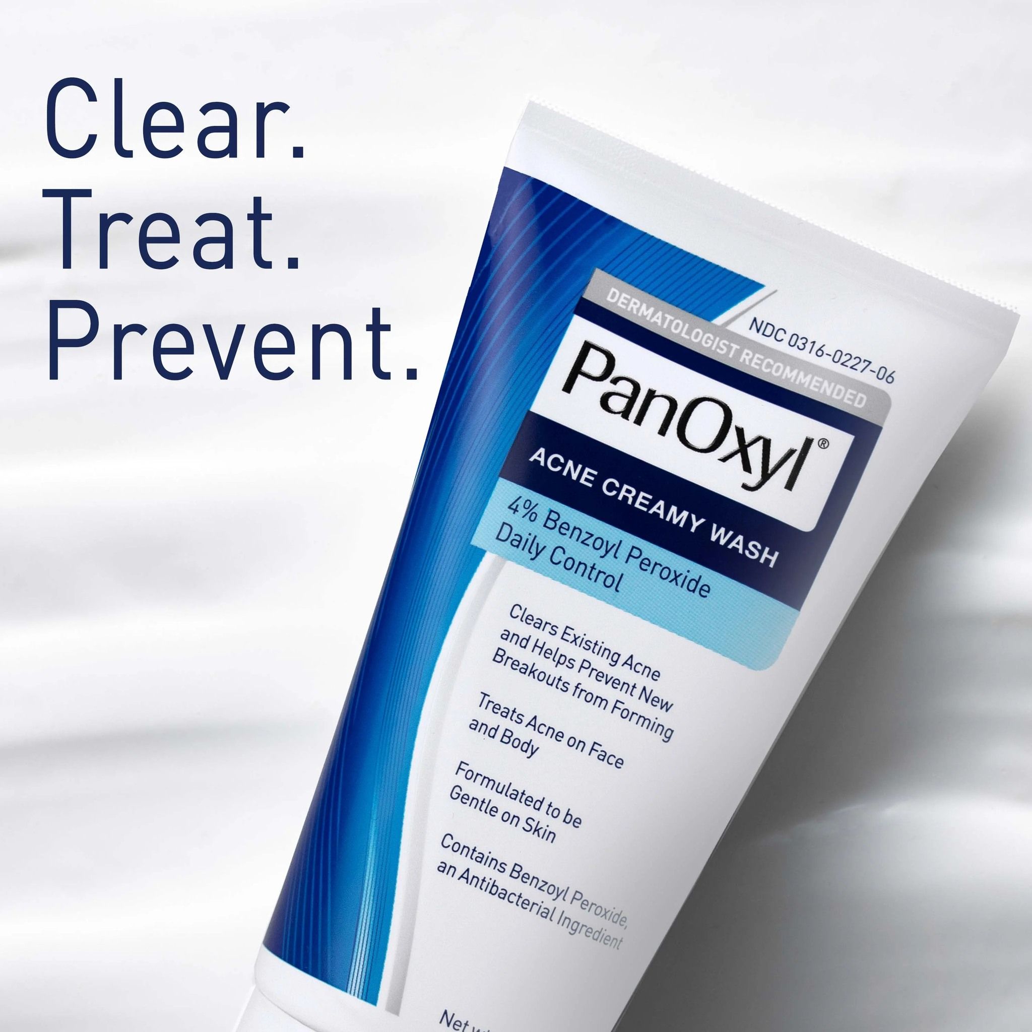 PanOxyl  Acne Creamy Wash with  4% Benzoyl Peroxide Daily Control . Removes Pimples, Treats Acne, Cleans, Unclogs pores, Clears Breakouts, Hydrates, Moisturizes & Treats Acne on Chest, Face & Back.