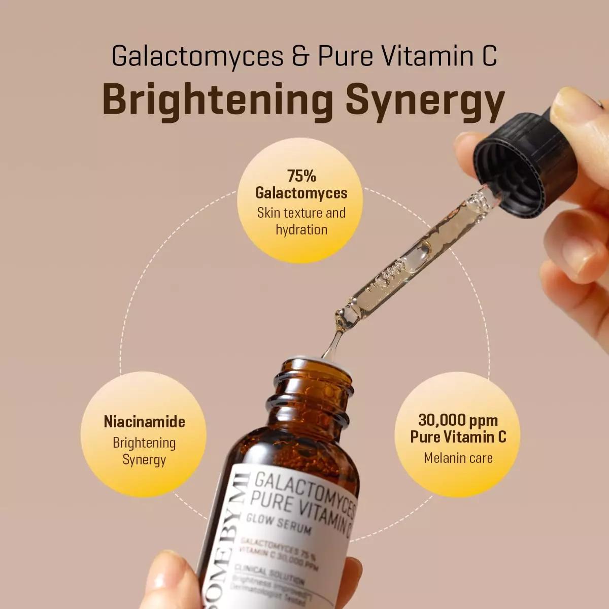 Some By Mi Galactomyces Pure Vitamin C & Niacinamide Glow Serum. Removes Dark Spots, Blemishes, Hyperpigmentations, Wrinkles, Brightens, Moisturizes, Glows, Smooths & Evens the skin tone