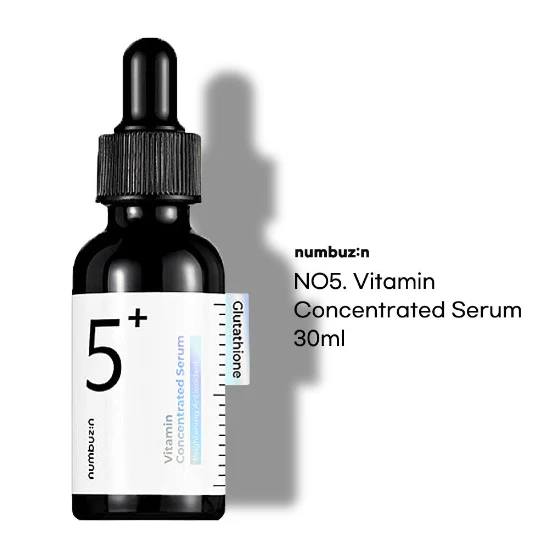 The Numbuzin No.5+ Vitamin Concentrated Serum with Niacinamide, TXA, Alpha Arbutin & Glutathione. Removes Blemishes, Dark Spots, Acne Marks, Pigmentation, Brightens, Evens the skin tone & Hydrates.