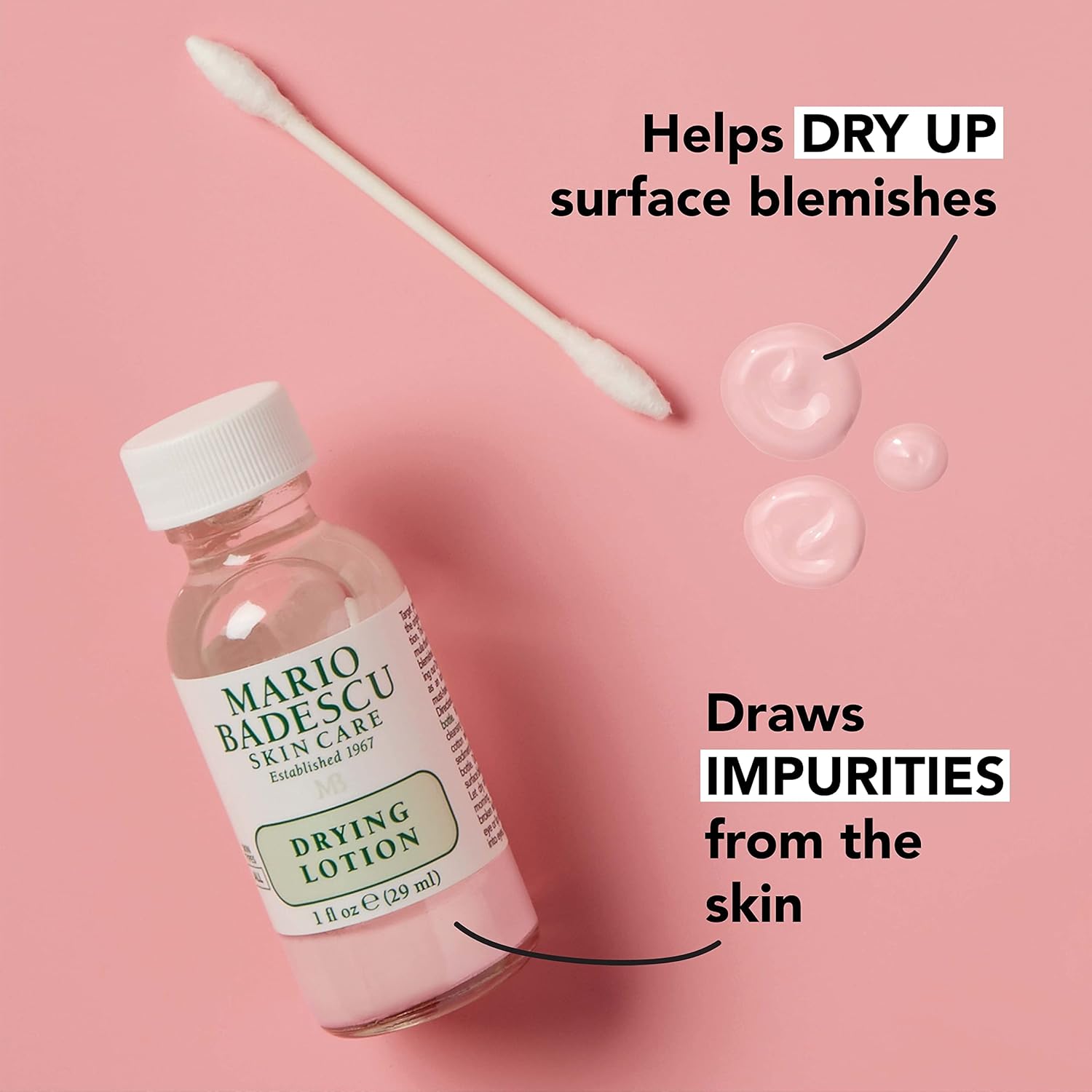 Mario Badescu Drying Lotion for Face with Salicylic Acid. Dry up & Remove Pimples, Blemishes, Acne, Spots, Breakouts, Unclogs Pores, Reduce redness, Exfoliates & dry up surface blemishes overnight.