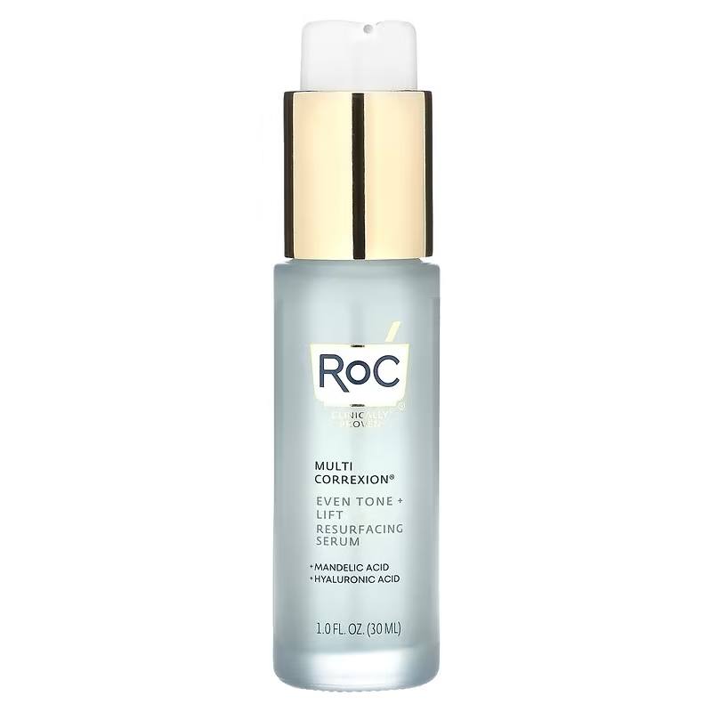 RoC Even Tone + Lift Resurfacing Face Serum with Mandelic Acid. Moisturizes, Brightens, Evens skin tone, Smooths lines, Clears skin, Removes Dark Spots, Discolorations & Lifts the skin. NIGHT SERUM