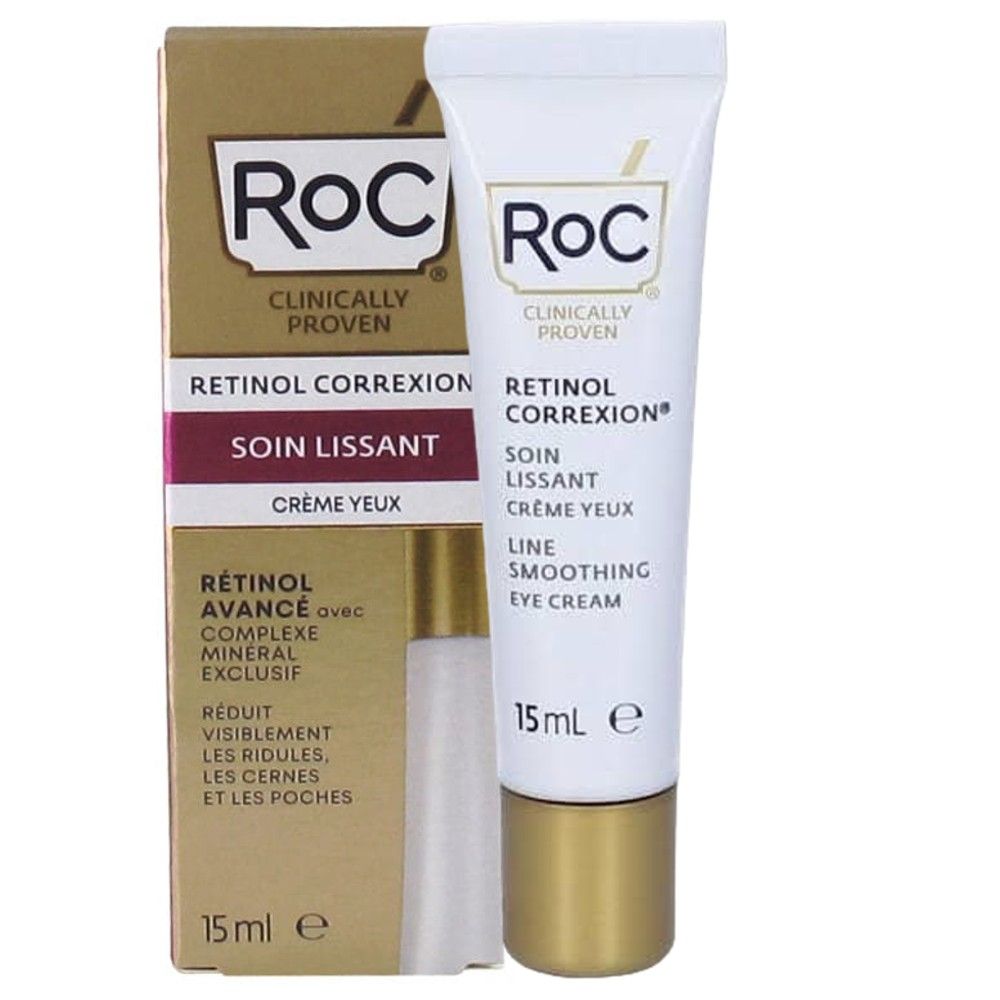 RoC RETINOL CORREXION Soin Lissant Smoothing Eye Cream. Removes Eye Puffiness, dark circles, Wrinkles, Eye Bags, Crow's Feet, Smooths Fine Lines, Brightens, Firms, Moisturizes & Rejuvenates.