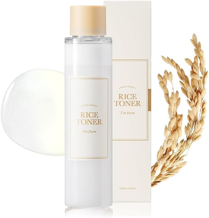 IM FROM Rice Toner. Moisturizes, Exfoliates, Brightens Dull Skin, Removes Impurities, Dark Spots, Wrinkles, Fine Lines, Boosts collagen production, Tones, Glows, Smooths, Evens & Calms irritation