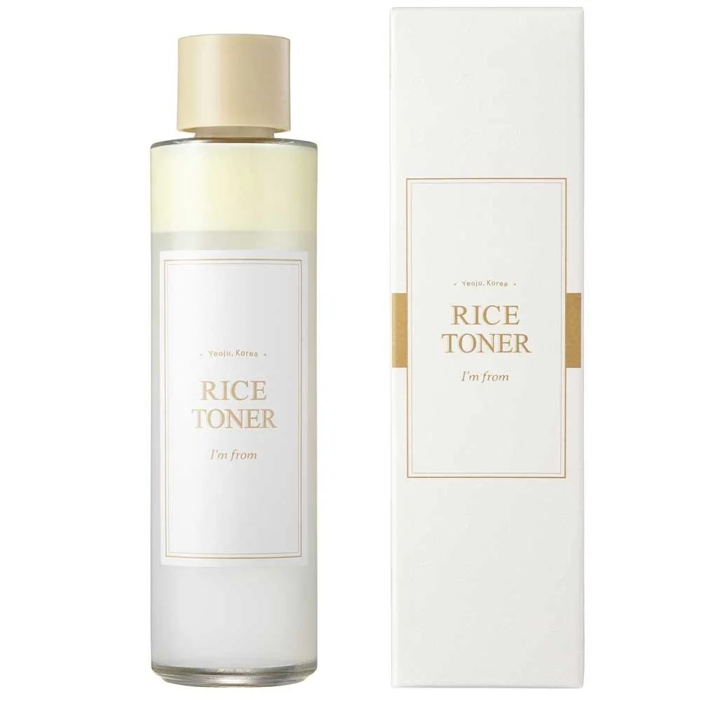 IM FROM Rice Toner. Moisturizes, Exfoliates, Brightens Dull Skin, Removes Impurities, Dark Spots, Wrinkles, Fine Lines, Boosts collagen production, Tones, Glows, Smooths, Evens & Calms irritation