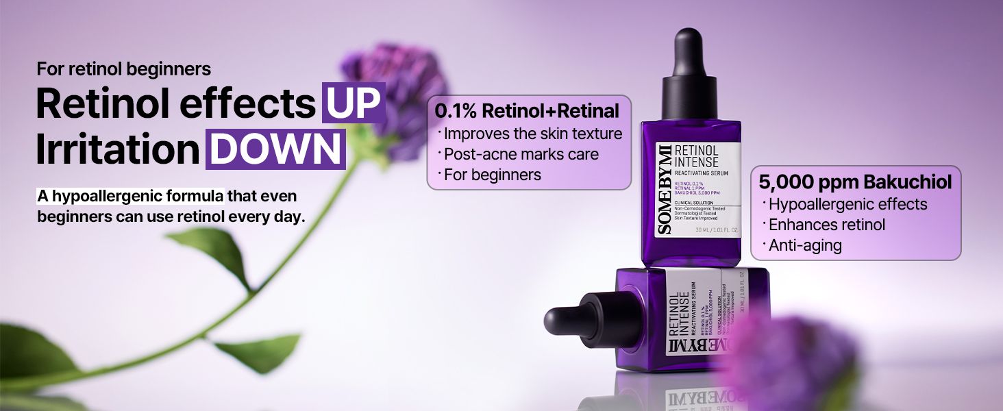 SOME BY MI Retinol Intense reactivating Face Serum with Bakuchiol. Moisturizes, Removes Acne Marks, Wrinkles, Fine Lines, Pigmentations, Dark Spots, Is Anti-Aging, Improve Elasticity, Soothes & Renews