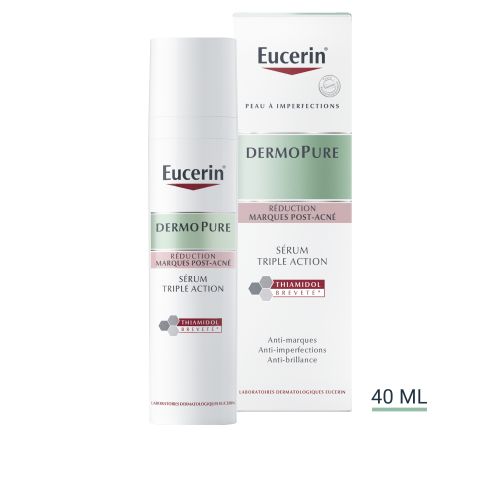 Eucerin Triple Action Serum Peaux A Imperfection with Salicylic Acid. Treats Acne, Removes Acne Marks, Blemishes, Hyperpigmentations, Spots, Exfoliates, Softens, Soothes Irritation & Redness