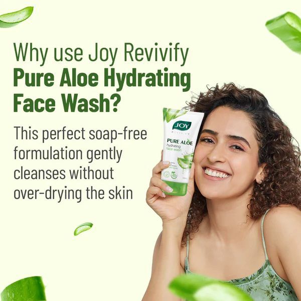 Joy Pure Aloe Vera Hydrating Face Wash. Cleanses, Removes Acne, Pimples, Imperfections, Wrinkles, Dullness, Purifies, Moisturizes, Softens, Remove Dirt, Unclog Pores, and Controls Oil Secretion